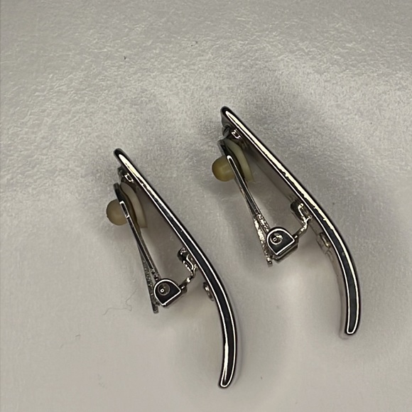 Express silver tone bar clip on earrings. - Picture 2 of 4